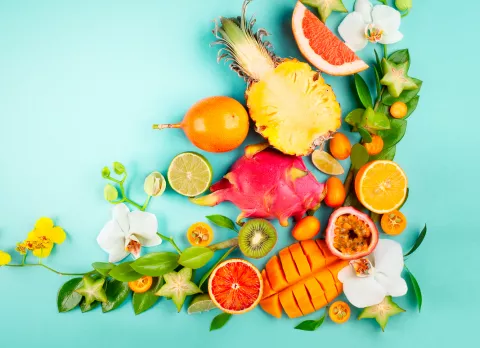 Frutas tropicales en el mercado