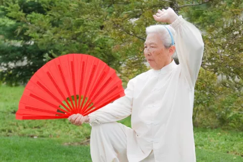 Anciano practicando taichi