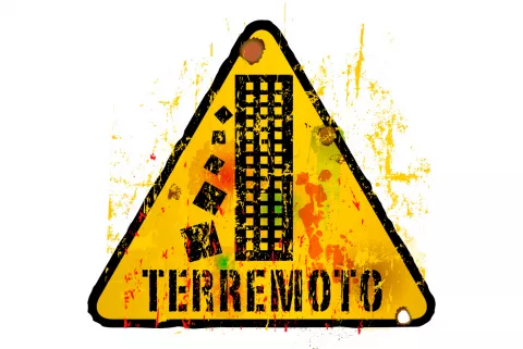 Cartel de advertencia sobre los terremotos