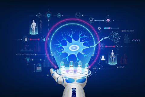 Ilustración conceptual de la inteligencia artificial aplicada a la medicina