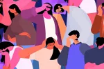 Multitud de personas con trastornos mentales Ilustración de problemas de salud mental en la población mundial