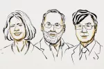 Ilustración de los ganadores del Nobel de Medicina o Fisiología 2025: Mary E. Brunkow, Fred Ramsdell y Shimon Sakaguchi